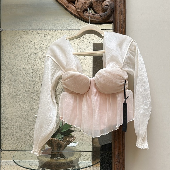 NWT House of Harlow Burna Blouse in Cream XS - Picture 4 of 6
